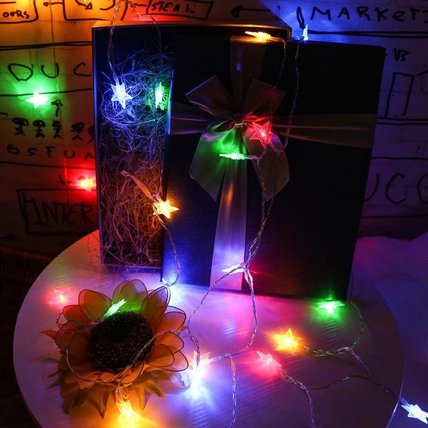

colored lights led five-pointed star flashing string starry christmas day bedroom room decoration strings
