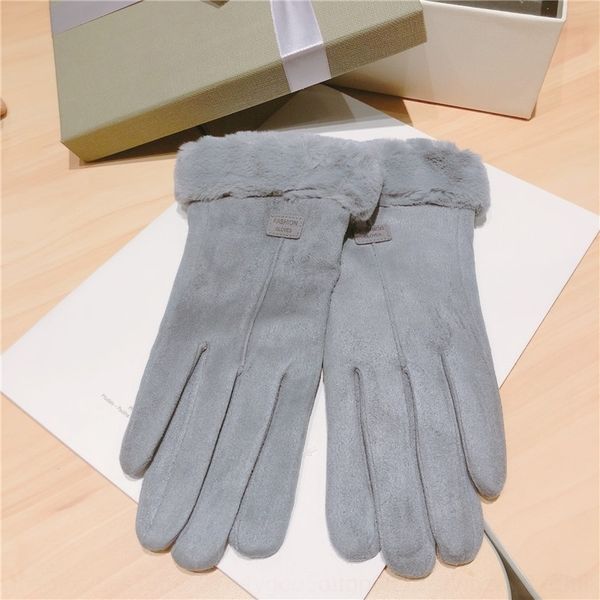

mim0 production ofkorean touch screen five finger suede mittens fingerless women' winter warm like simple student gloves warm woolglov, Blue;gray