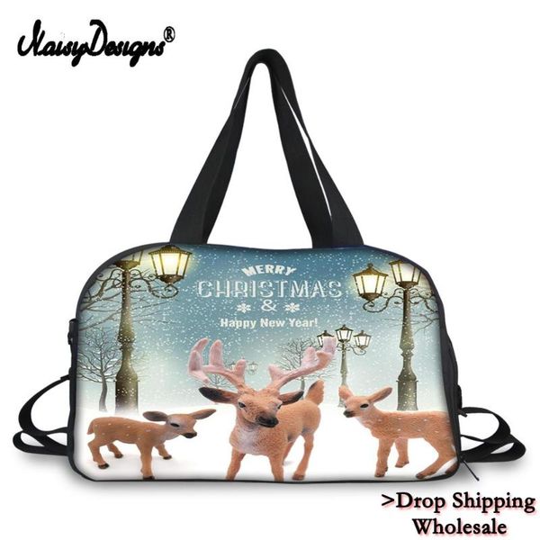 

duffel bags 2021 custom quality large handbagcapacity men women christmas elk printing shoulder weekend tote waterproof