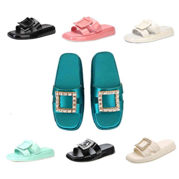 

slippers rv luxury women slipper designer sandal flat leather letter rubber flip flops sandals heatshoes 34-40 size jqdp, Black