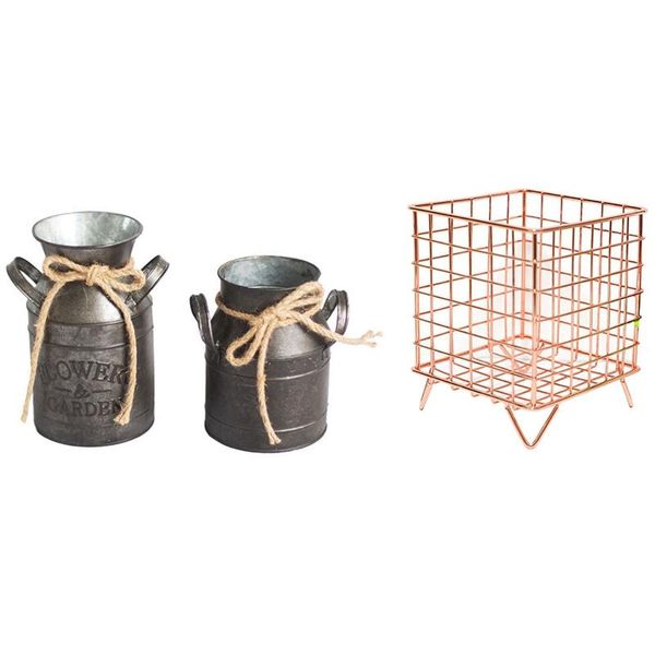 

flower bucket retro iron pot & 1 pod cage coffee holder,offee holder vases