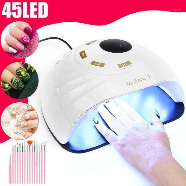 

led nail dryer lamp 10/30/60/99s smart timer 45led infrared sensor gel drying polishing machine art tools with gift1