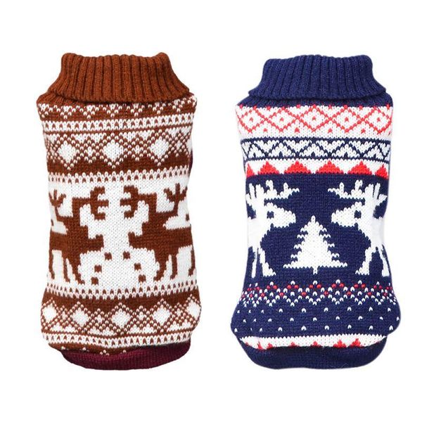 

dog apparel pet clothes puppy sweater fall and winter double elk style coat