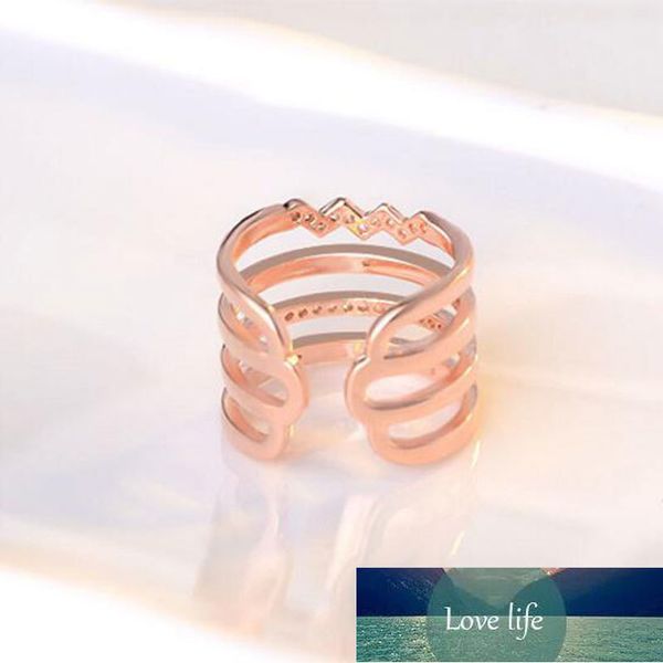 

925 sterling silver trendy silver color multilayer adjustable finger ring with glittering zircon for women party s-r308