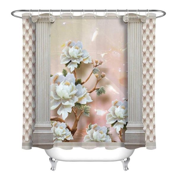 

european landscape architecture shower curtain bathroom screens waterproof eco-friendly polyester fabric for bathtub decor curtains