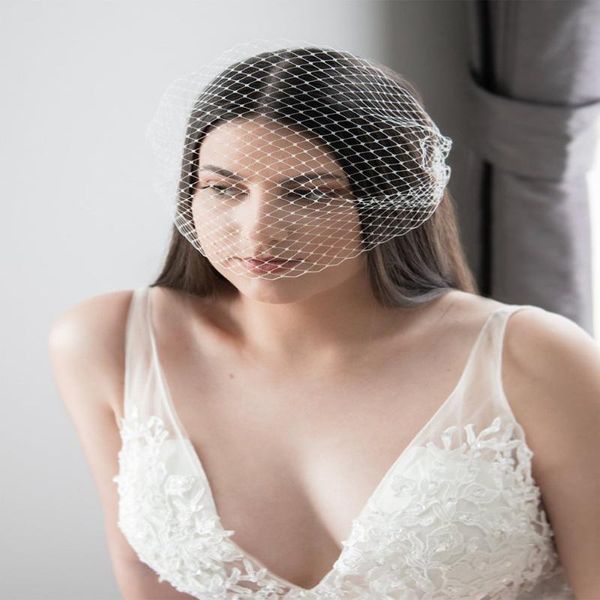 

bridal veils white birdcage face veil simple short tulle one layer mariage wedding with bow party accessories, Black