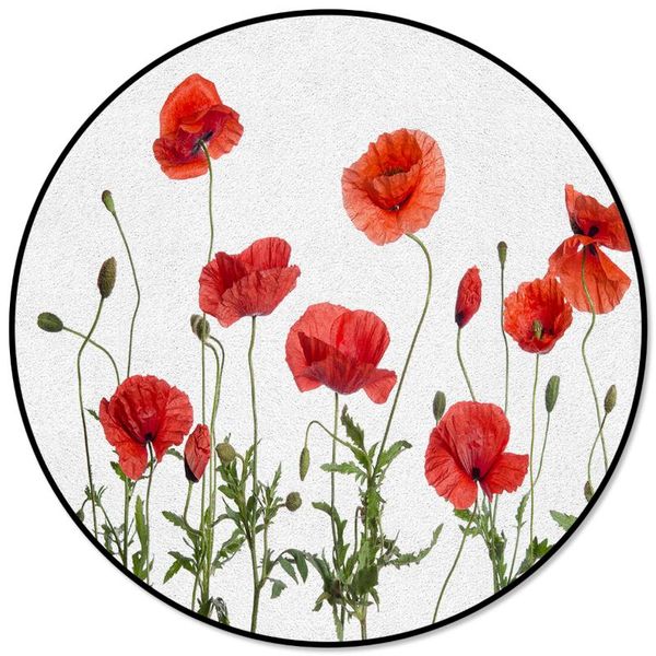 

carpets red corn poppy pattern rugs and for home living room round rug children rooms non-slip