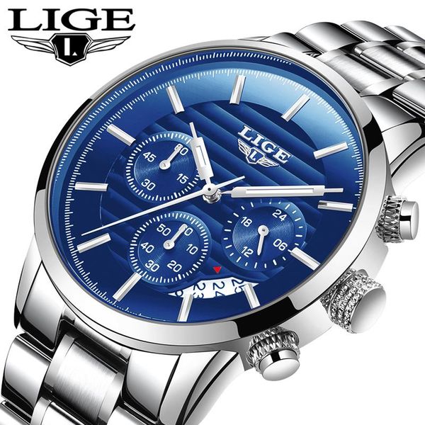 

wristwatches relogio masculino watch men 2021 lige sport mens watches wristwatch full steel business waterproof quartz cloc, Slivery;brown