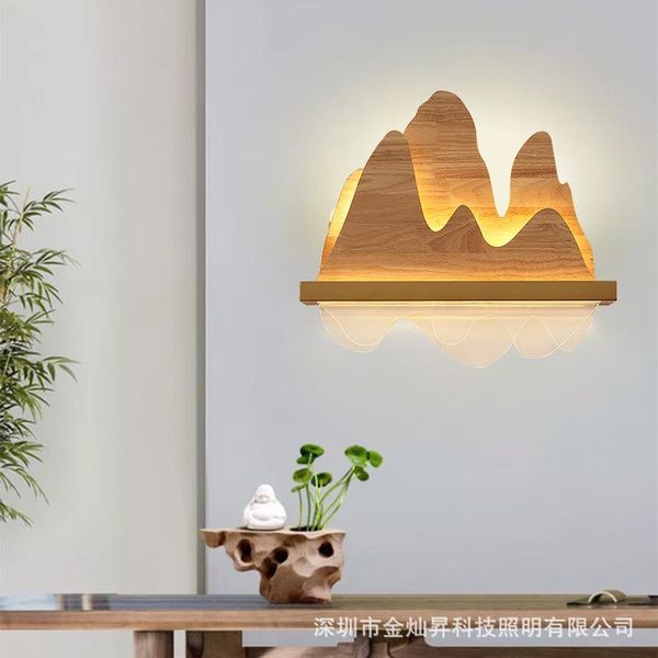 

wall lamp chinese style living room tv background bedroom bedside study tea porch solid wood mountain
