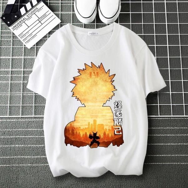 

men's t-shirts my hero academia allmight cartoon printed high flexibility t-shirt o-neck short sleeve modal t shirt, White;black