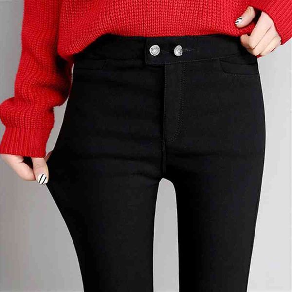 

autumn black casual elastic trousers womens pant high waist pencil fashion female blended cotton slim, Black;white