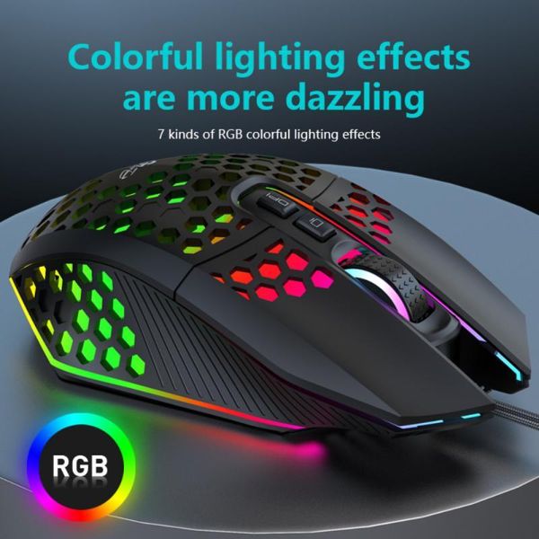 

mice x801 usb wired gaming mouse rgb gamer mouses with six adjustable dpi honeycomb hollow ergonomic design for desklaptop
