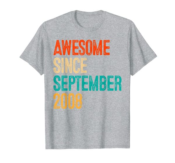 

awesome since september 2008 11 year old gift 11th birthday t-shirt, White;black
