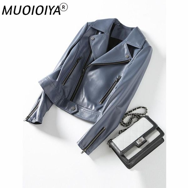 

women's leather & faux 2021 autumn 100% real jacket women short lady genuine motorcycle sheepskin coat outerwear cjx1811, Black