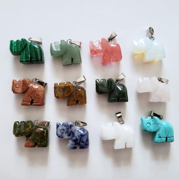 

pendants 2021 fashion assorted natural stone animal charms fit necklaces jewelry making wholesale 12pcs/lot, Black