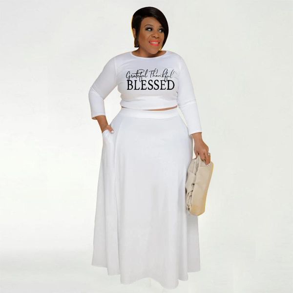 

plus size tracksuits 4xl 5xl two piece set women skirt letter printed + long skirts suits elegant vintage 2pcs autumn outfits, Black