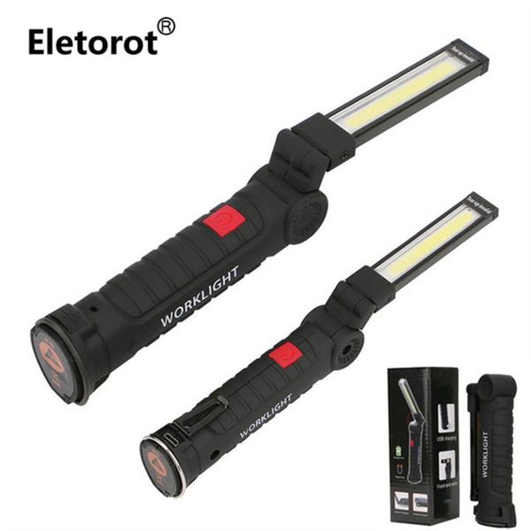 

portable cob torch usb rechargeable led work light rotation clip magnetic lanterna for emergency outdoor camping flashlights torc torches