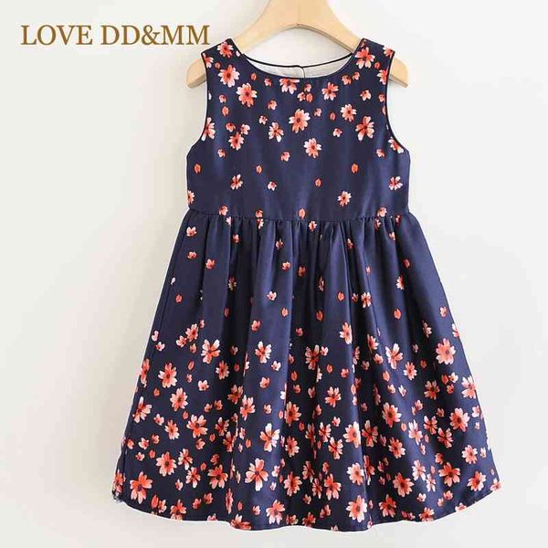 

love dd&mm girls dresses children's clothing flower round neck sleeveless mesh vest dress kids clothes for girl 210715, Red;yellow