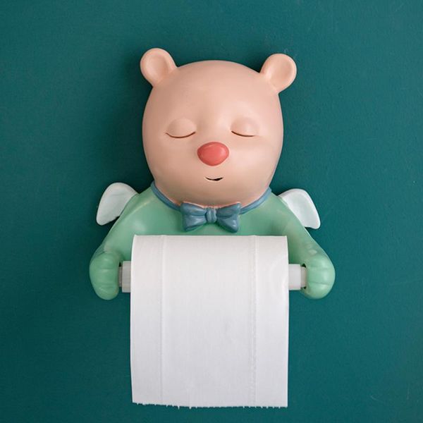 

tissue boxes & napkins creative 3d cute bear resin statue bathroom wall pendant holder nordic style home decoration toilet paper