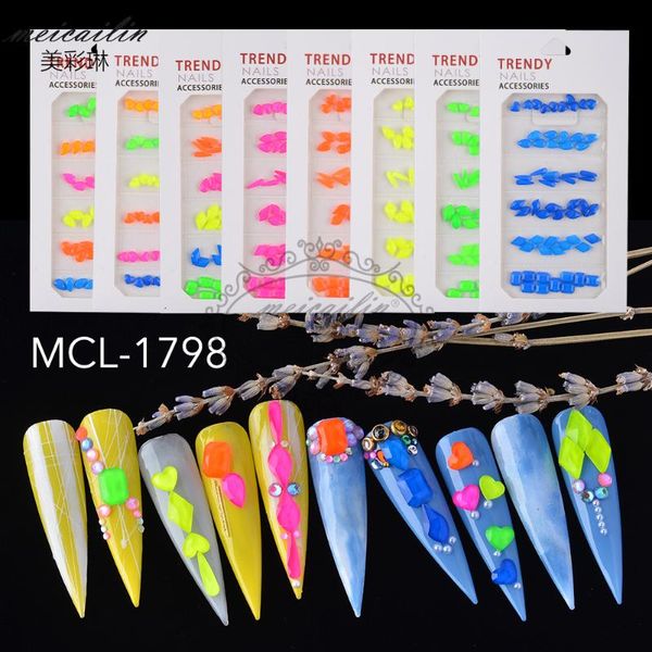 

nail art decorations 60pcs multi shape crystal fluorescence rhinestones glitter acrylic glass gems 3d manicure accessory tool, Silver;gold