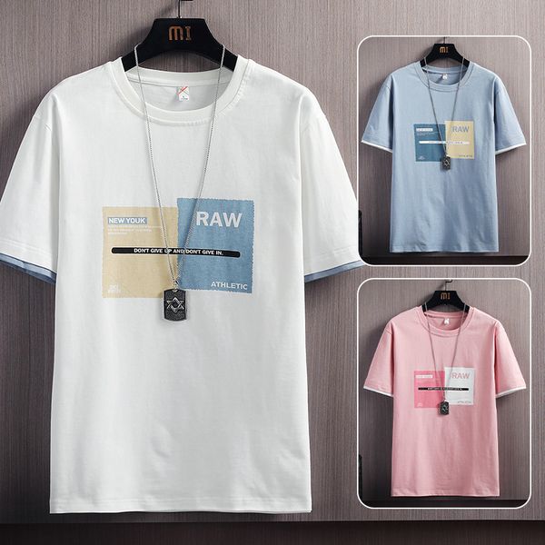 

men's t shirts short sleeve 2021 summer loose korean fashion student base, White;black