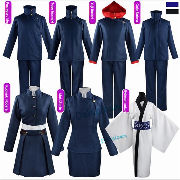 

anime costumes anime jujutsu kaisen cosplay costume nobara kugisaki yuji itadori megumi fushiguro gojo satoru ryomen sukuna kimono uniform w, Black
