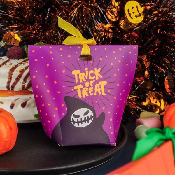 

gift wrap pumpkin ghost pattern kids reward with ribbon sweets bag halloween candy box party decoration supplies cookies boxes1