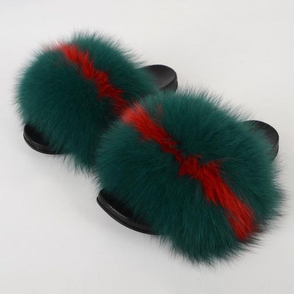 

slippers popchrio casual women warm plush fur girl's fashion amazing slides ladies lovely luxury furry flip flops home summer, Black