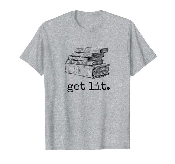 

get lit with books funny meme t shirt, White;black