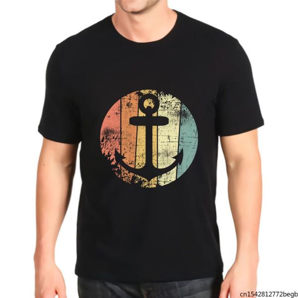 

men's t-shirts anchor sailing retro t shirt, White;black