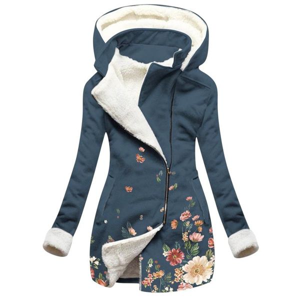 

women's jackets womens print zipper parka coat winter warm vintage fleece pocket oversize hoody coats female casual plus size long jack, Black;brown