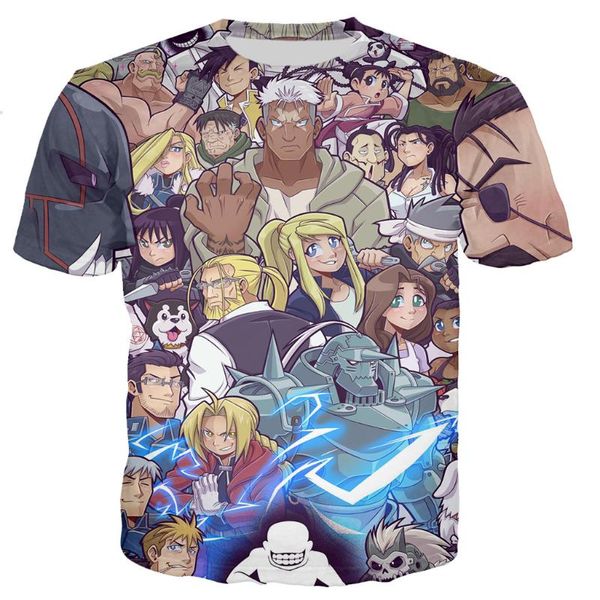 

men's t-shirts fullmetal alchemist brotherhood t shirt men women fashion 3d printed casual harajuku style tshirt streetwear, White;black