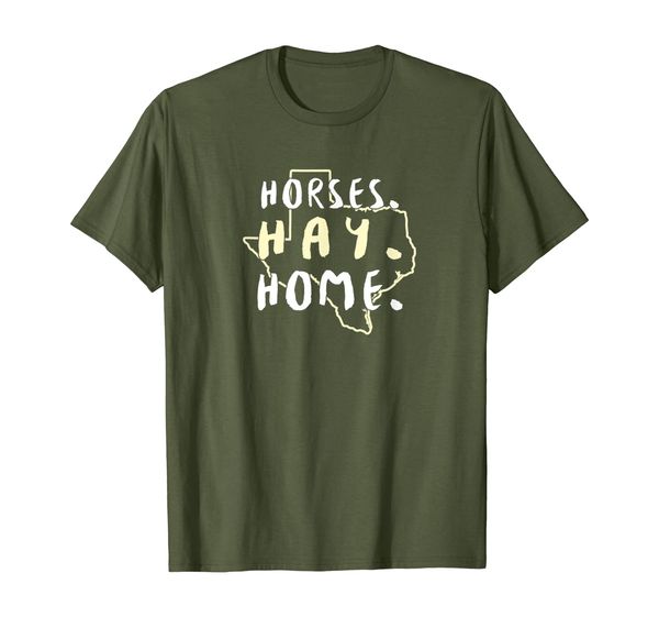 

Horses Hay Home Texas Gift for Texan Horseback Riding Lover T-Shirt, Mainly pictures