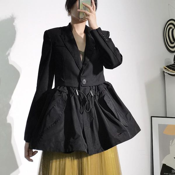 

women's suits & blazers autumn office lady peplum fashion suit blazer chic drawstring adjusted waist black jacket, White;black