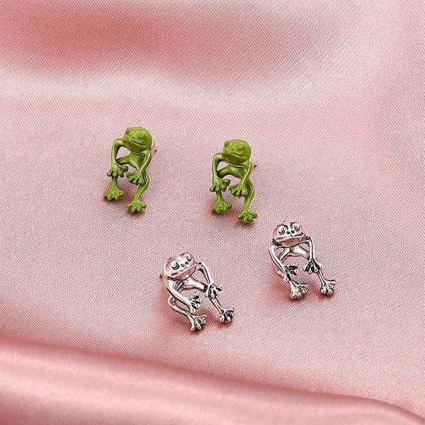 

stud cute frog earring for women gold silver color gothic animal pirecing female charm party jewelry gift, Golden;silver