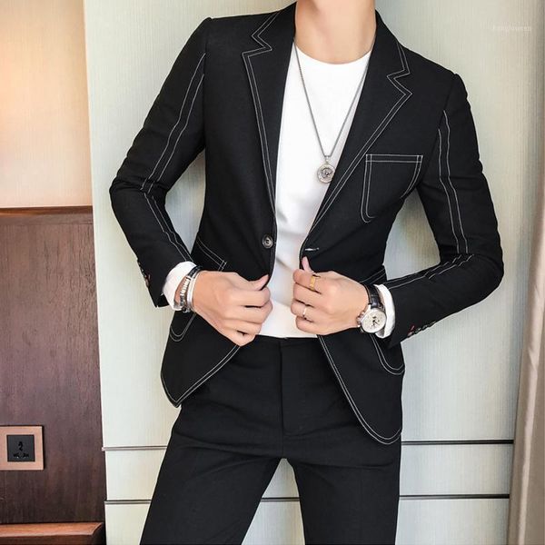 

men's suits & blazers stylish black classic summer men casual suit xxxl mens formal jackets slim fit 2021 veste homme jj60xx, White;black
