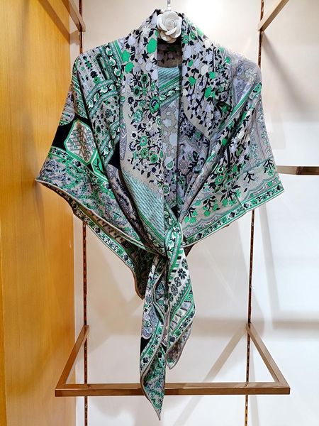 

scarves green cashmere scarf women winter warm pashmina shawl wrap 70% 30% silk blended hand rolled edges 135*135cm, Blue;gray