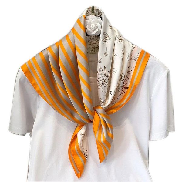 

scarves 70*70cm fashion 2021 silk satin hair scarf women handkerchief printed female square head bandana small neck hijab lady girl wrap, Blue;gray