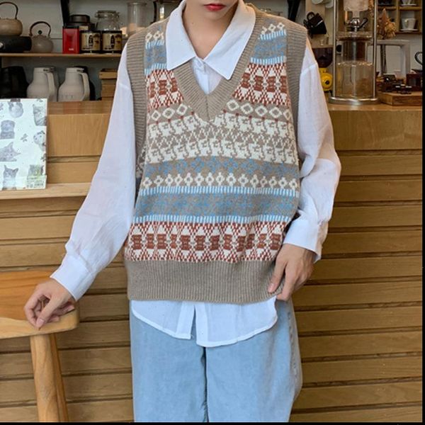 

women sweater spring autumn knitted vest sleeveless v neck female casual tank pullover oversized girls, White;black