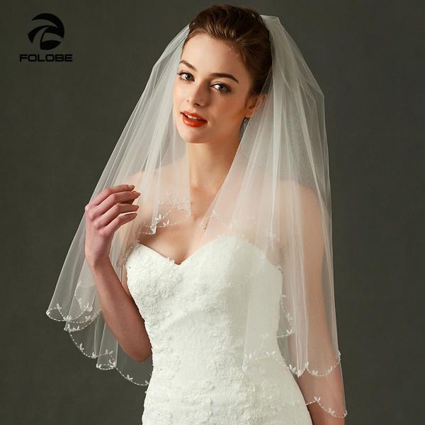 

bridal veils stock ivory accessories casamento crocheted lace edge two-layer wedding mariage, Black