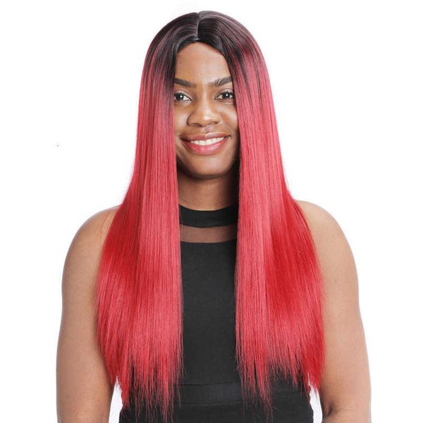 

wig wig long style medium gradually changing color straight hair headcover, Black