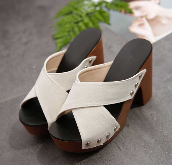 

slippers fashion summer women's peep-toe shoes woman high-heeled platforms casual wedges sandals drop fulfillment, Black
