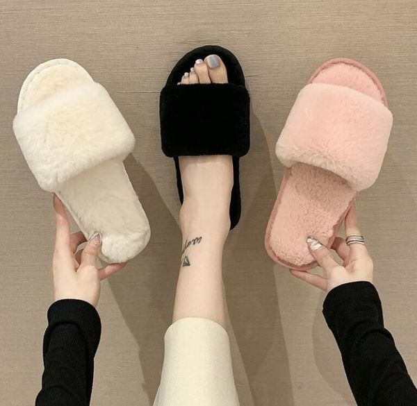 

slippers european american style 2022 fashion autumn and winter indoor home couple cotton ladies plush women's shoes women slip, Black