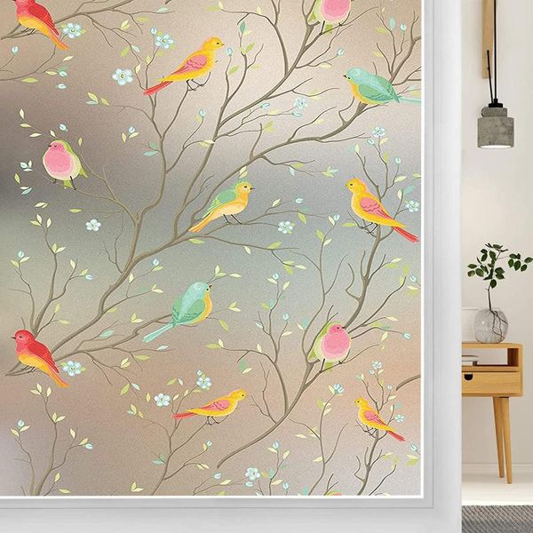 

window stickers luckyyj bird film frosted static privacy self adhesive decor glass tint for uv blocking heat control