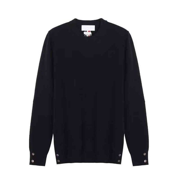 

fashionable men's and women's wild round neck knitted sweaters, tricolor straps, tb, solid color, the same style, White;black