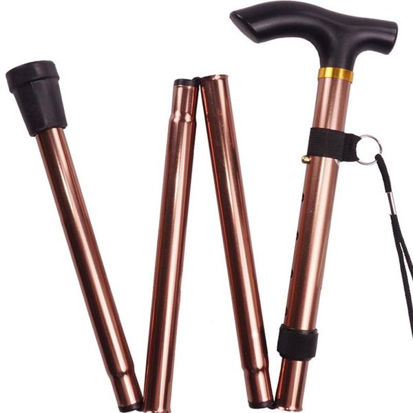 

trekking poles aluminum alloy folding elderly walking stick pole non-slip comfortable grip, five gears adjustable