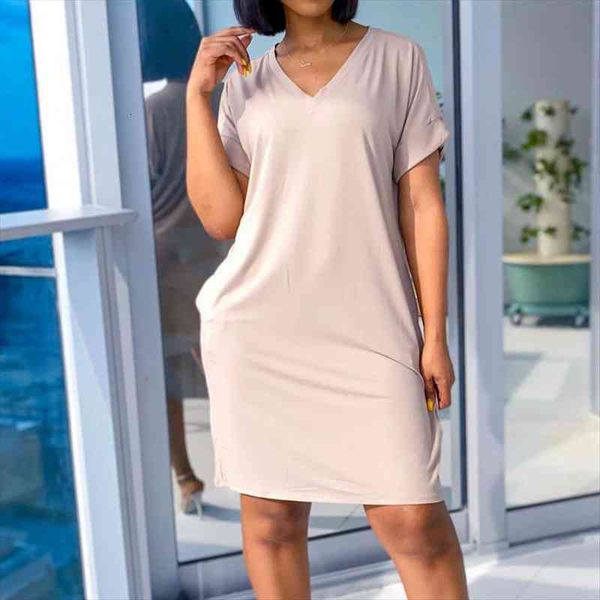 

plus size 3xl casual pockets dresses women short sleeve v-neck straight sundress summer loose femme kawaii mini dress, Black;gray