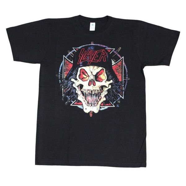 

men's t-shirts slayer hell skull t-shirt black, White;black
