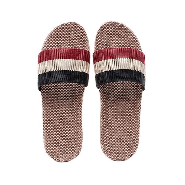 

slippers suihyung summer flax for women men breathable comfortable indoor home shoes colored belt female casual slides sandals, Black