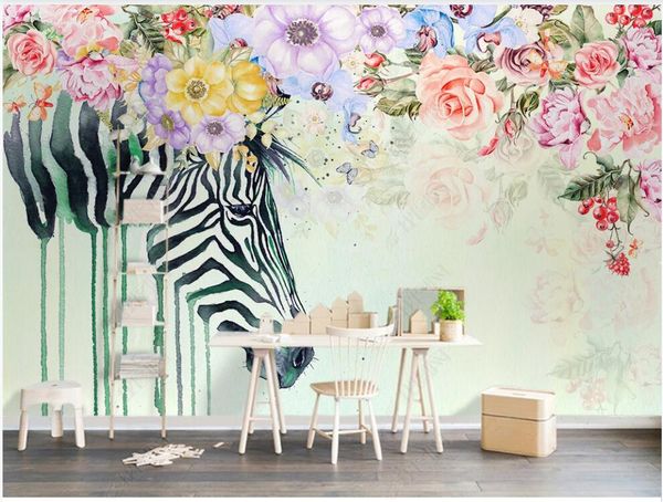 

3d wallpaper custom p mural on the wall modern beautiful zebra flower home decor living room 3d wall murals wallpaper for walls 3 d